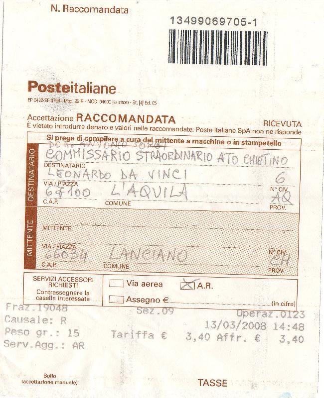 Raccomandata A/R