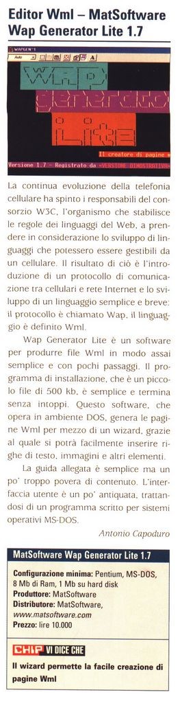 Wap Generator Lite 1.7 - Chip di Agosto 2001