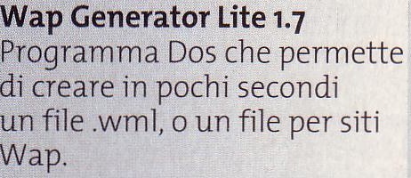 Wap Generator Lite 1.7 - PC Magazine di Maggio 2001