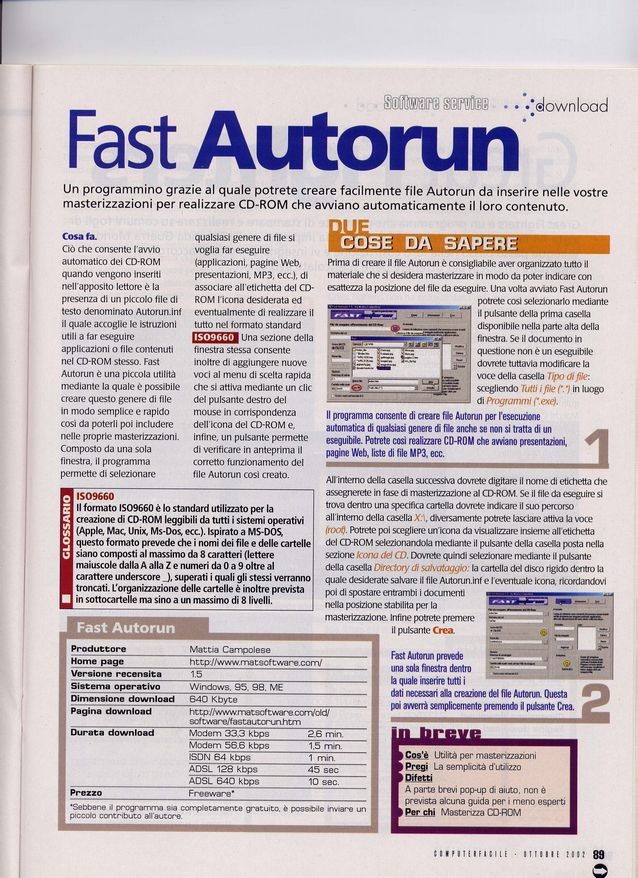 Fast Autorun 1.5 - Computer Facile dell'ottobre 2002