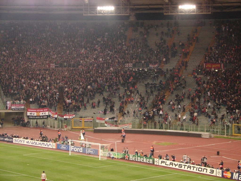 4/4/07:rm-manchester:tafferugli al gol della roma 