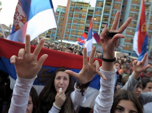 protest in kosovska mitrovica - СРБИЈА