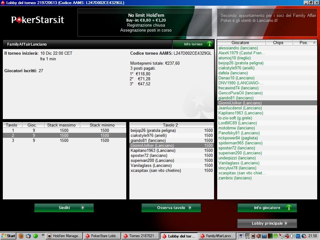 secondo appuntamento lancianese su pokerstars