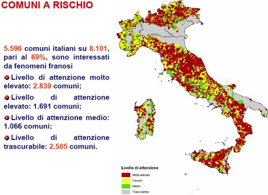 mappa dei comuni a rischio